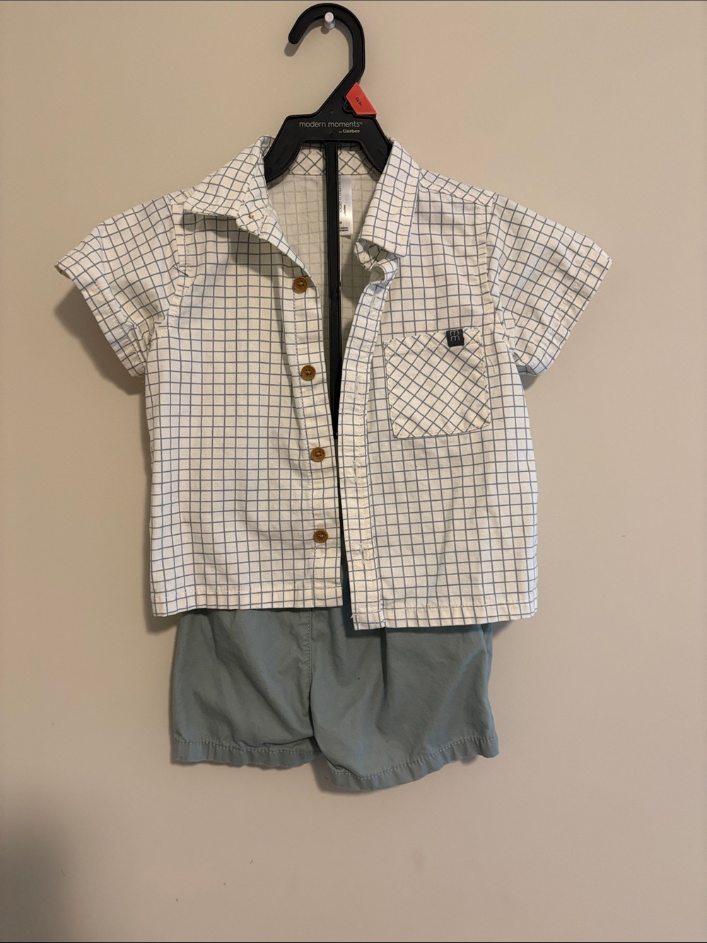 Modern Moments Kids White & Blue Grid Button-Down Shirt